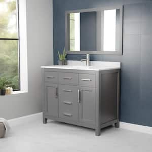 Beckett 42 in. W x 22 in. D Single Vanity in Dark Gray with Cultured Marble Vanity Top in Carrara with White Basin
