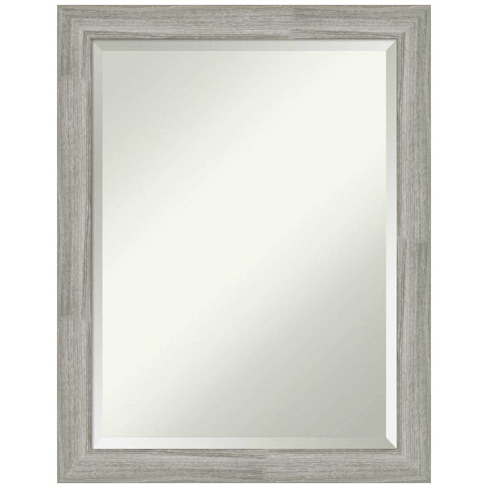 Rustic Weathered Grey Woodgrain Rectangular Bathroom Vanity Mirror