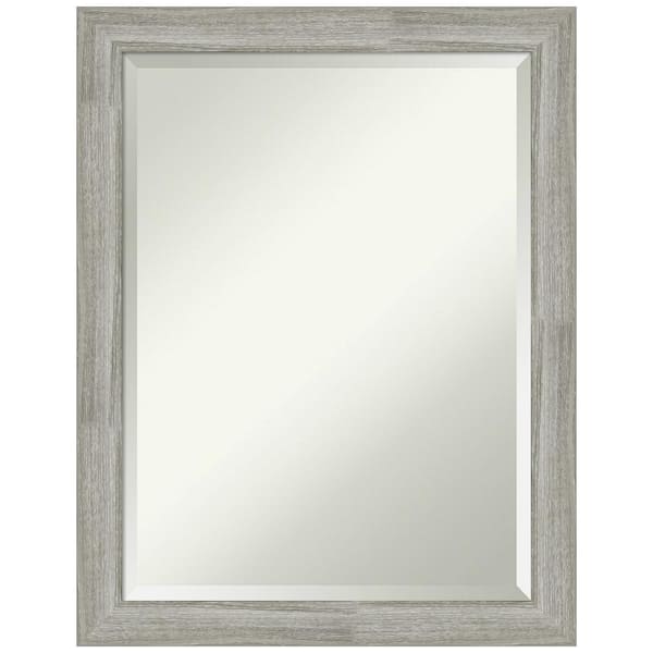 Amanti Art Medium Rectangle Distressed Grey Beveled Glass Modern Mirror (27.5 in. H x 21.5 in. W)