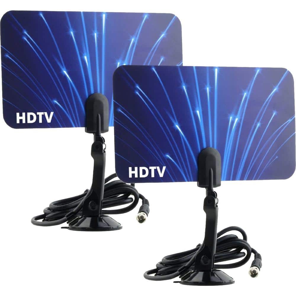 2-Digital Flat Thin Leaf TV Antenna HDTV Antenna UHF/VHF FM Radio 2x (2-Pac