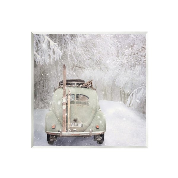 Stupell Industries Vintage Buggy in Snow by LSR Design Studio 1-Piece Unframed Graphic Print Travel Poster Art Print 12 in. x 12 in.