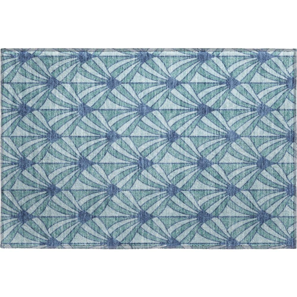Mayfield Premium Machine Washable Abstract AMF2426 Teal 3 ft. x 4 ft. Area Rug price history on PriceWatchPro