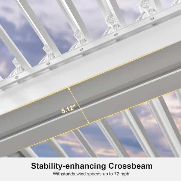 PURPLE LEAF 12 ft. x 16 ft. White Aluminum Frame Outdoor Louvered