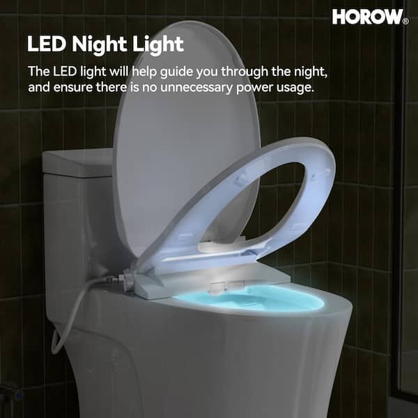 HOROW Elongated ADA Chair Height Bidet Toilet Combo with Electric Seat and Night Light