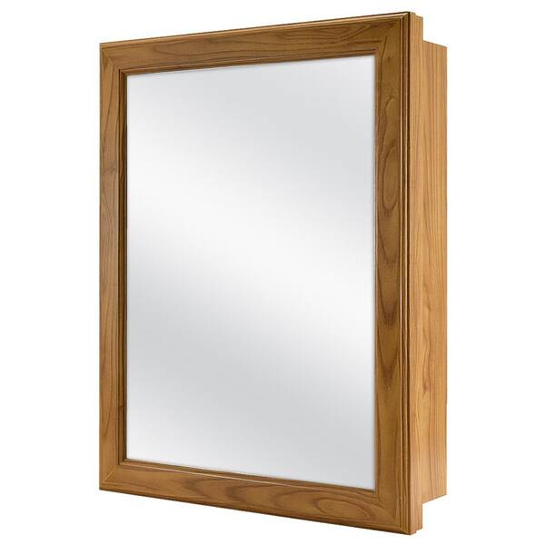 Glacier Bay 15 1 8 In W X 19 4 H Framed Recessed Or Surface Mount Bathroom Medicine Cabinet Oak With Mirror 45390 The Home Depot Surface Mount Bathroom Medicine Cabinet, Wood Framed Recessed Medicine Cabinet With Mirror