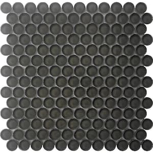 5 pack 12-in x 12-in Ash Gray Penny Round Polished Glass Mosaic Tile (5 Sq ft/case)