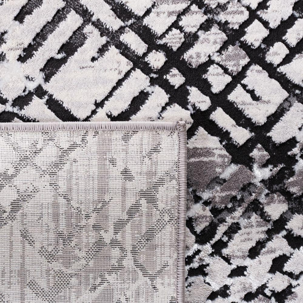 Amelia Contemporary Gray Hand-Knotted Synthetic Area Rug - 2' x 8'