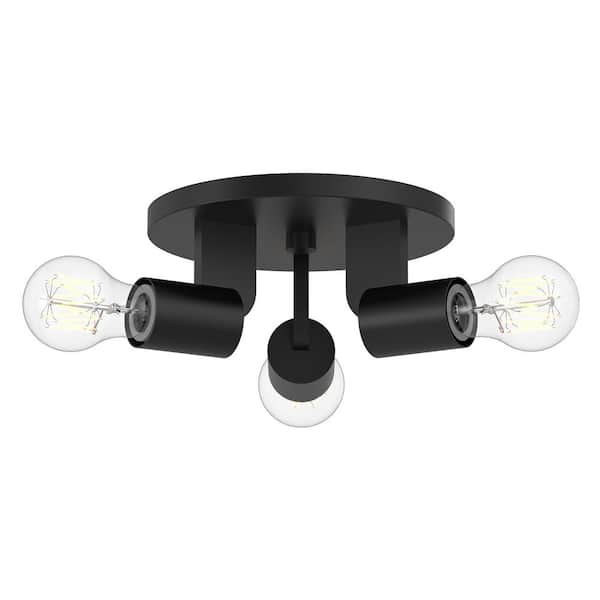 ALORA MOOD Claire 10 in. 3 Light 60-Watt Matte Black Semi-Flush Mount