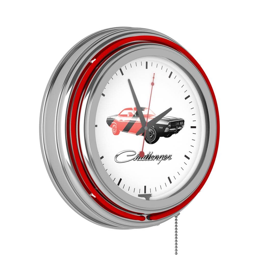 Dodge Red Challenger Stripes 2 Lighted Analog Neon Clock DGE8STRIPE2-HD ...
