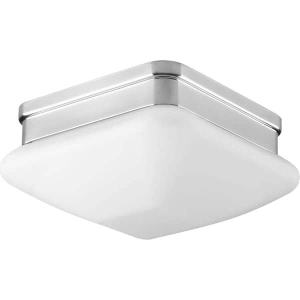 Progress Lighting Appeal Collection 1-Light Polished Chrome Flush Mount with Square Opal Glass