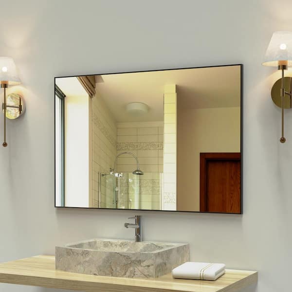 Staykiwi 36 in. W. x 24 in. H Rectangular Framed Wall Bathroom Vanity Mirror in Black