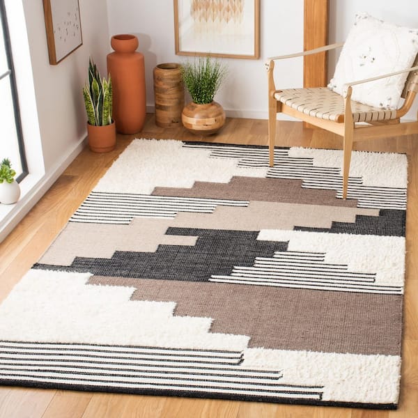 Kenya 2 ft. x 4 ft. Black/Ivory Abstract Geometric Area Rug