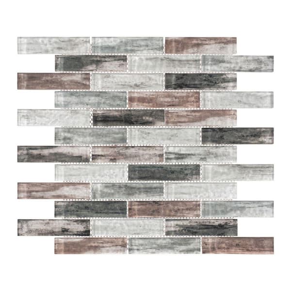 Giovan Nostalgia Green/Brown 11 3/4 in. x 11 3/4 in. Textured Glass Brick Joint Mosaic Tile (4.8 sq. ft./Case)