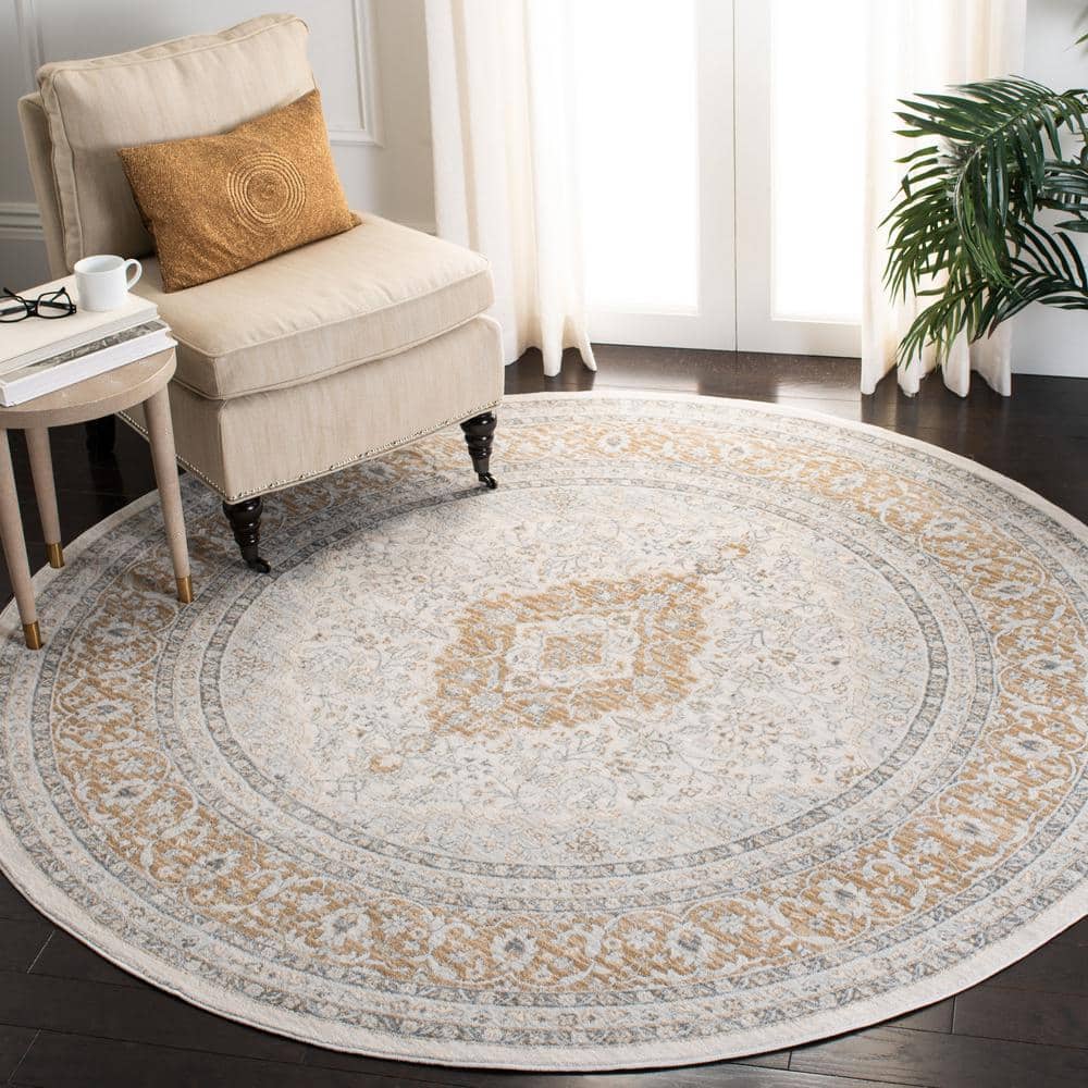 Isabella 4 ft. x 4 ft. Round Cream/Beige Antique Floral Area Rug price history on PriceWatchPro