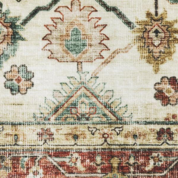 4 ft. x 5 ft. Black, Red, Tan Medallion Washable Area Rug
