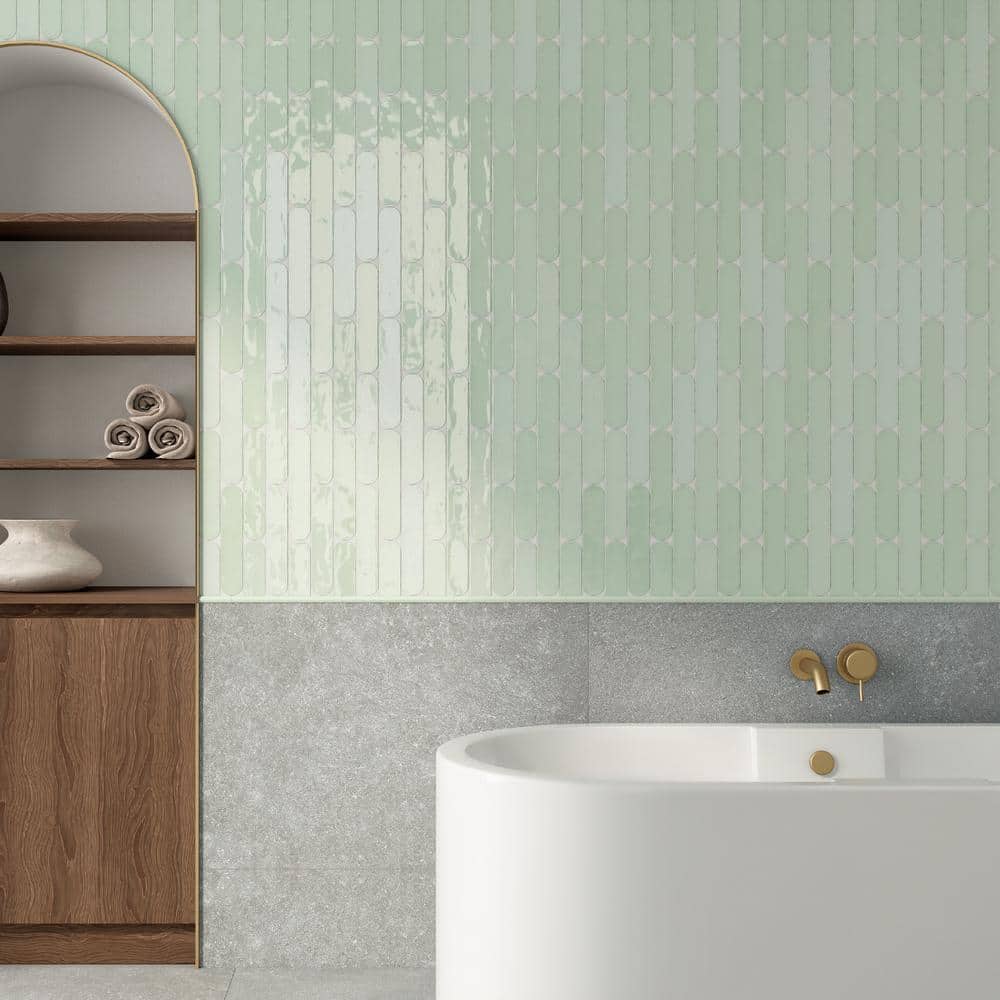 Verde Green Polished Ceramic Subway Wall Tile 2x10
