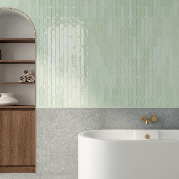 Metropolitan Verde 1.97 in. x 9.85 in. Polished Ceramic Subway Wall Tile (7.21 sq. ft./Case)