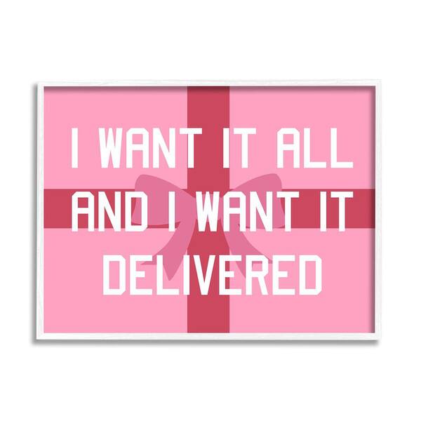 Stupell Industries Funny Want Gifts Delivered by Lil' Rue 1-Piece Framed Graphic Print Typography Poster Art Print 14 in. x 11 in.
