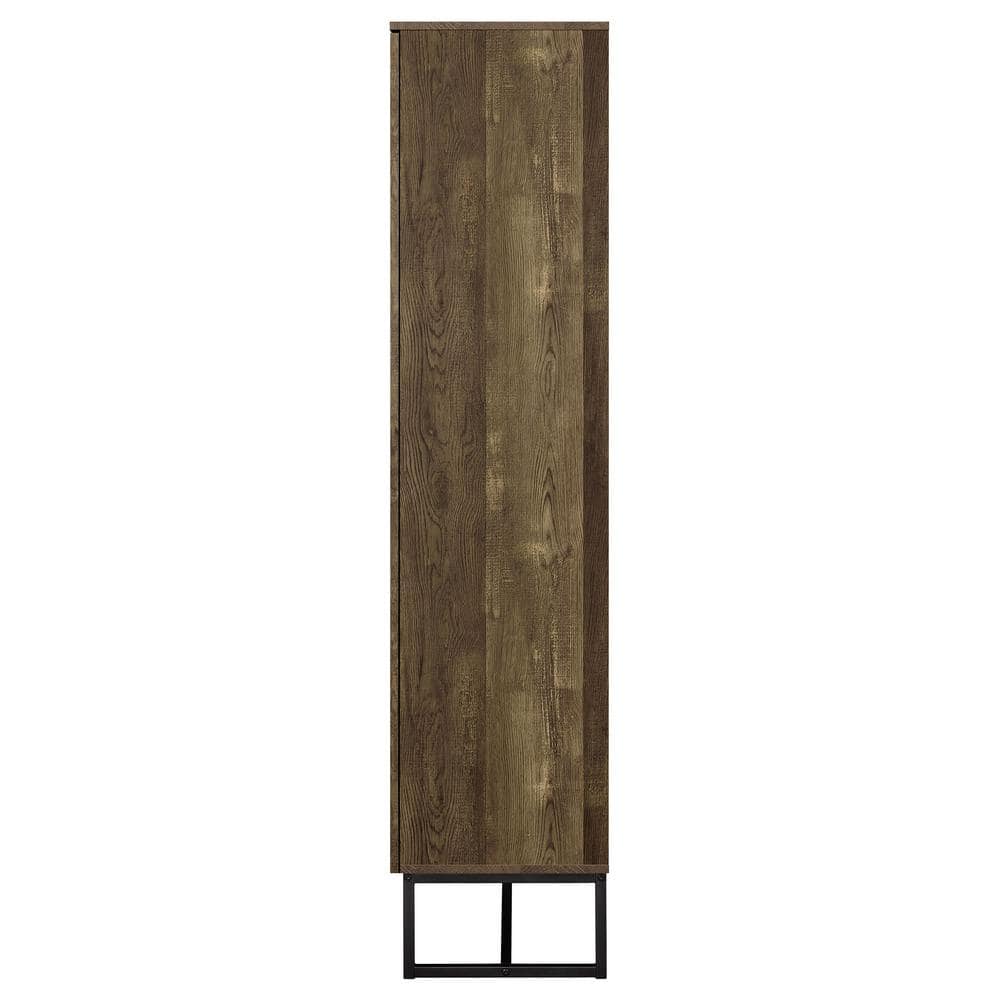 Rustic Oak Tall Office Cabinet with Adjustable Shelving