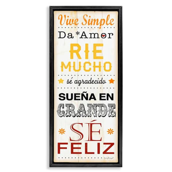 Stupell Industries Live and Laugh Motivational by Jennifer Pugh Black Floater Frame Typography Graphic Art Print 25 in. x 11 in.