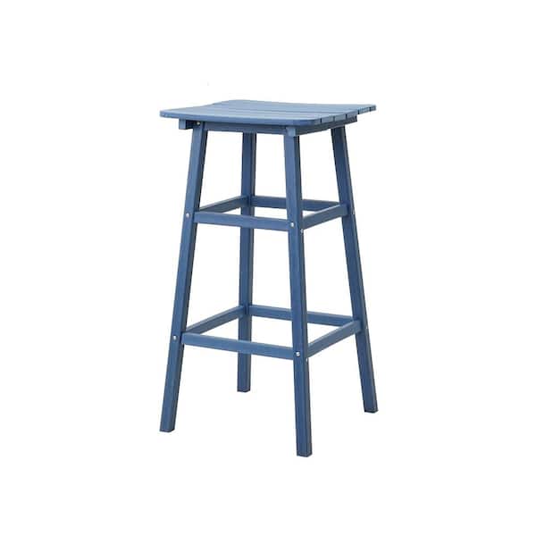 Cesicia Metal Blue Framed Steel Top Outdoor Bistro Bar Table