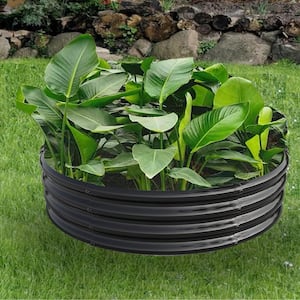 3.94 x 3.94 x 0.95 ft. Black Galvanized Steel Round Outdoor Raised Beds Metal Garden Planter Box for Gardening Planting