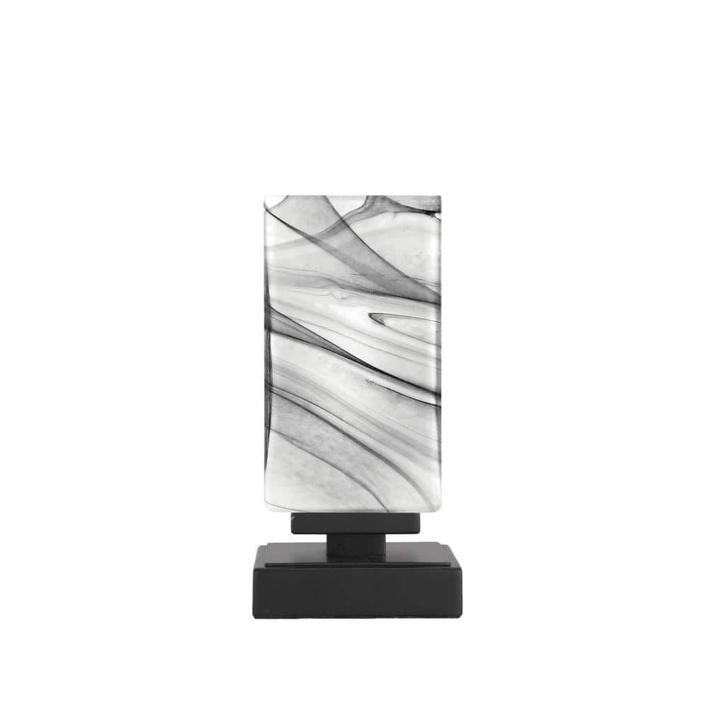Quincy 8.5 in. Matte Black Bedside Accent Lamp with 3.5 Square Onyx Swir