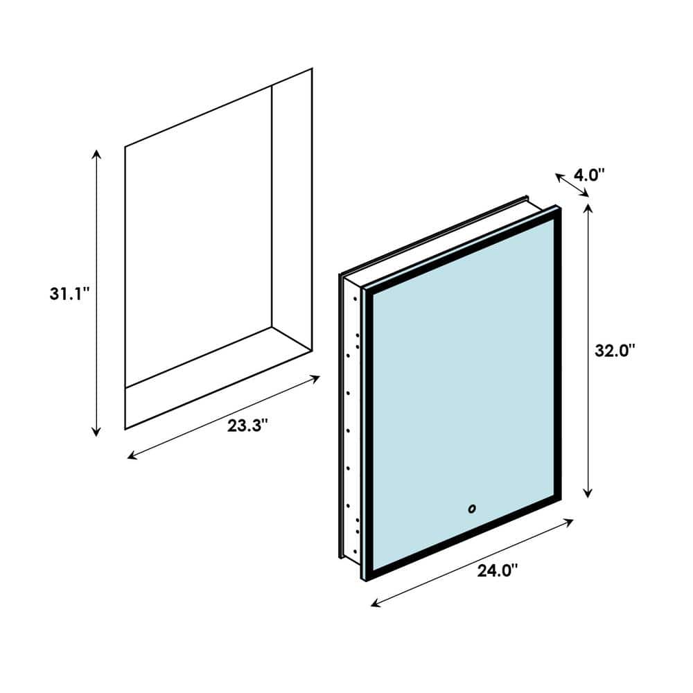 Carsoli 24" Frameless LED Lighted Bathroom Medicine Cabinet