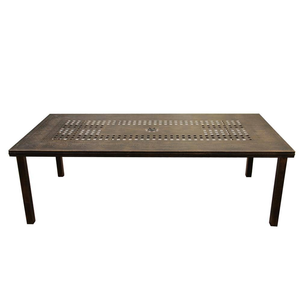 95" Bronze Aluminum Rectangular Patio Dining Set with Eight Arm Chairs