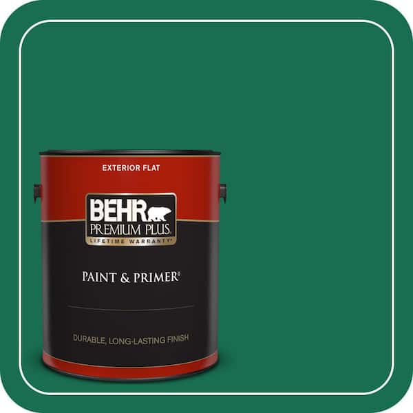 BEHR PREMIUM PLUS 1 gal. #S-H-470 Precious Emerald Flat Exterior Paint & Primer
