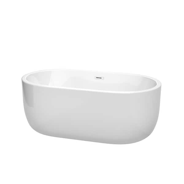Juliette 60 in. Acrylic Flatbottom Bathtub in White with Shiny White Trim