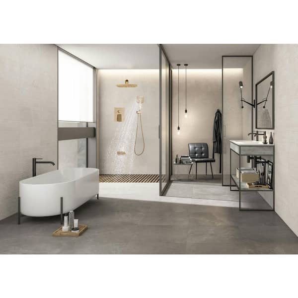 Satico 3-Spray Patterns with 1.8 GPM 10 in. Wall Mount Rain Shower Faucet Set Fixed Shower Head with Tub Spout in Brushed Gold