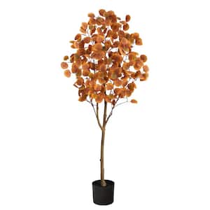 5 ft. Orange Autumn Eucalyptus Artificial Tree