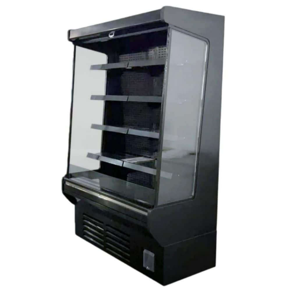 51.5  in. 15.7 cu. ft. Commercial Open Air Merchandiser Display Refrigerator in Black with Wheels and LED Lighting