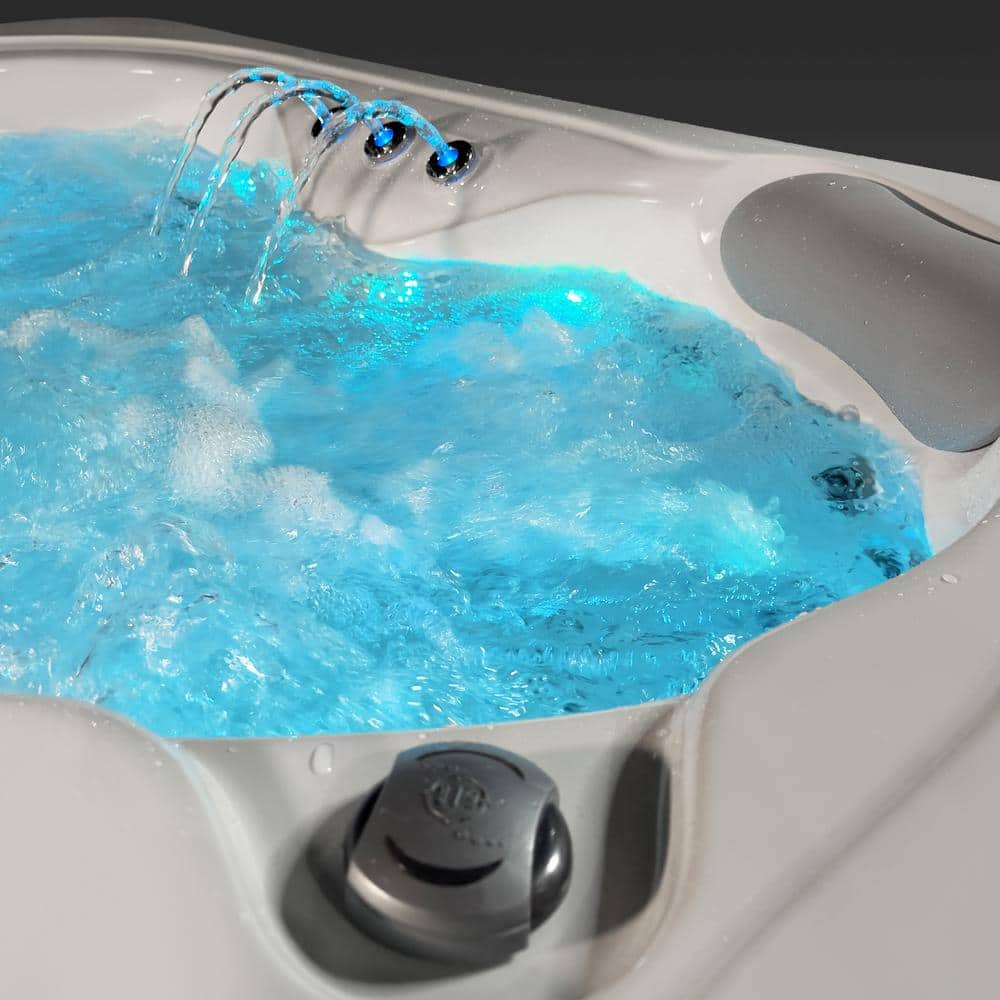 Excellence 4-Person Grey and White Rectangular Hot Tub with 41 Jets