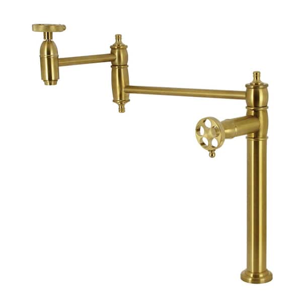 Wendell Deck Mount Pot Filler in Brushed Brass