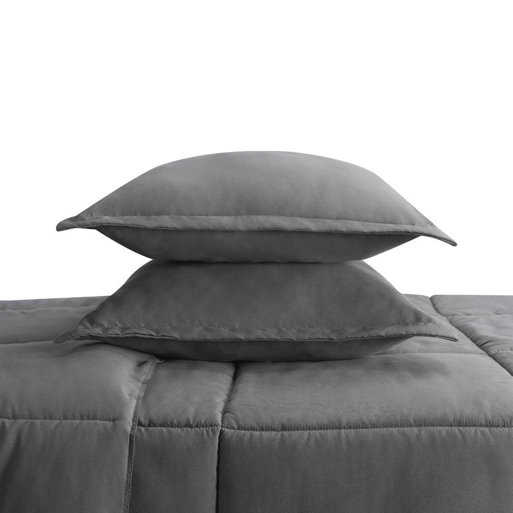 Gray Full/Queen Microfiber Comforter Set