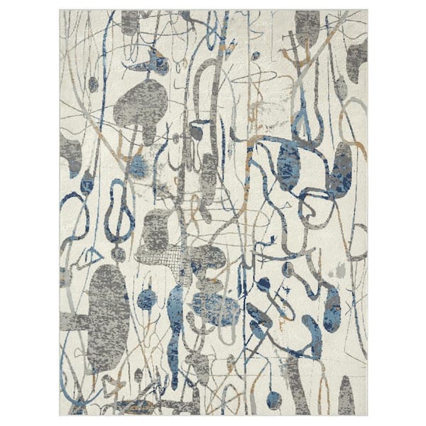 Artwrks Beige 2 ft. x 8 ft. Abstract Area Rug