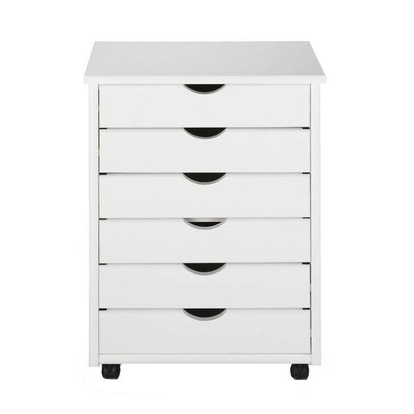 Home Decorators Collection Stanton 6-Drawers Wide Storage Cart in White