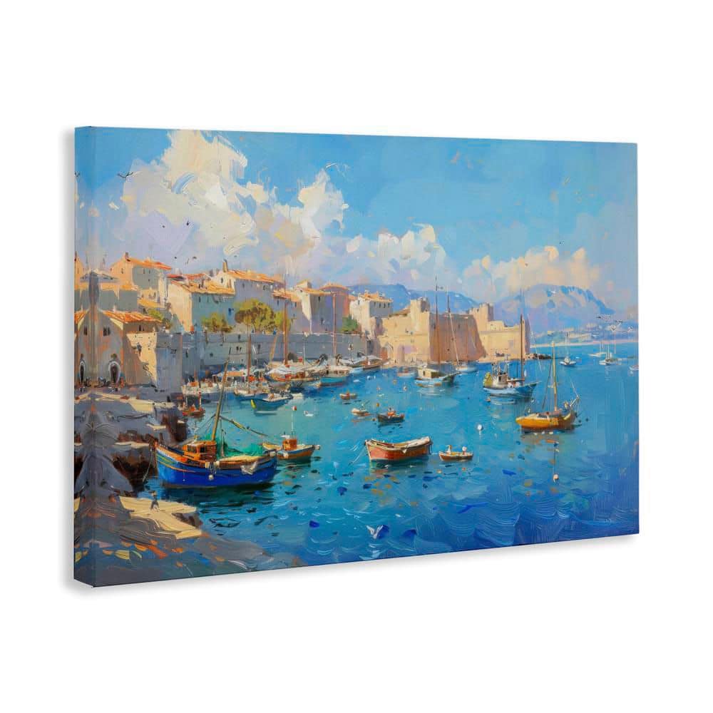 Nautical Harbor Coastal Town by LSR Design Studio Unframed Travel Graphic Art Print 16 in. x 24 in. price history on PriceWatchPro