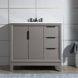 Elizabeth Collection 36 in. Bath Vanity in Cashmere Grey With Vanity Top in Carrara White Marble - Vanity Only