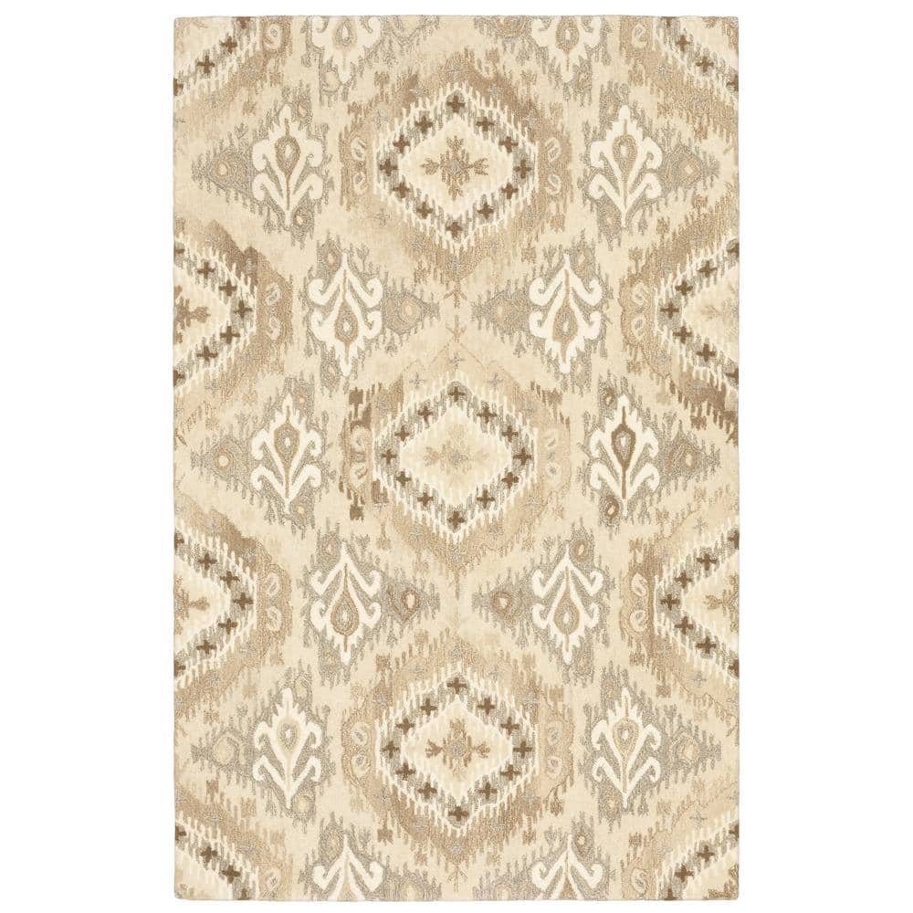 AVERLEY HOME Addison Sand/Ivory 10 ft. x 13 ft. Medallion Area Rug ...