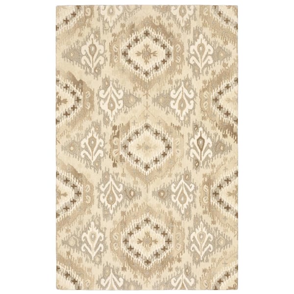 Addison Sand/Ivory 10 ft. x 13 ft. Medallion Area Rug