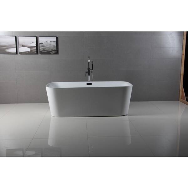 Dyconn Lyon 59 in. Acrylic Flatbottom Non-Whirlpool Bathtub in