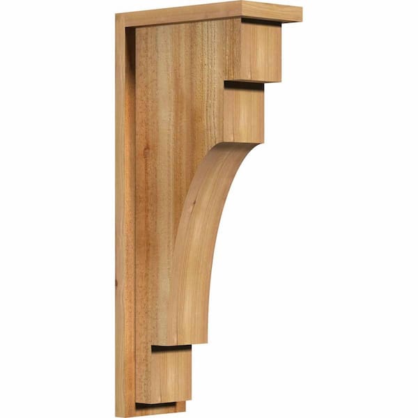 Ekena Millwork 6 in. x 12 in. x 28 in. Western Red Cedar Mediterranean Rough Sawn Corbel with Backplate