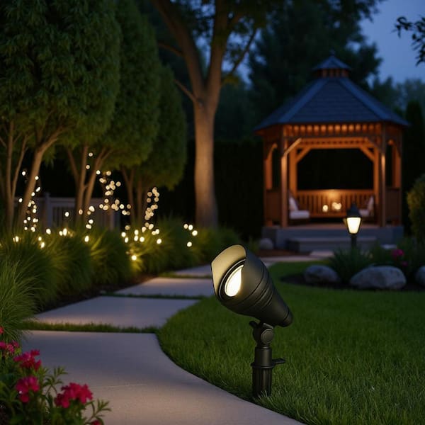 540 Lumen Low Voltage Millennium Black Adjustable Light Color Integrated LED Outdoor Landscape Flood Light