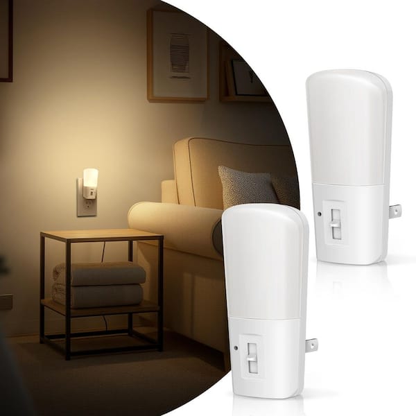 LED Dimmable Night Light Plug-In, 3000K Soft White, Dusk to Dawn Sensor, 2-Pack for Kids Room, Nursery, Hallway