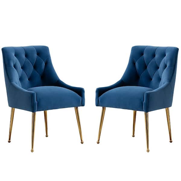 KINWELL Navy Mid Century Modern Tufted Upholstered Dining Arm Chair ...