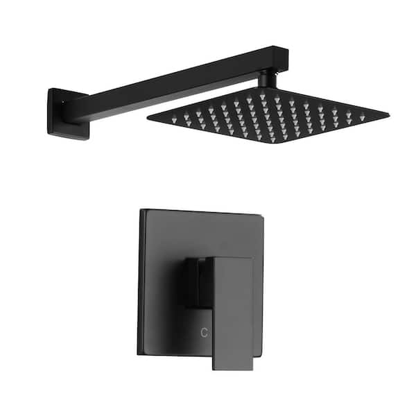 WOWOW Single Handle 1-Spray Shower Faucet 1.8 GPM with High Pressure Valve in Matte Black
