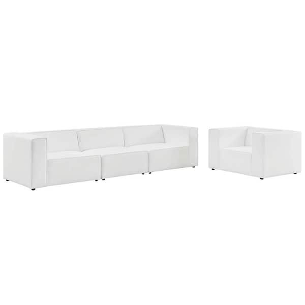 MODWAY Mingle 4-Piece White Living Room Set